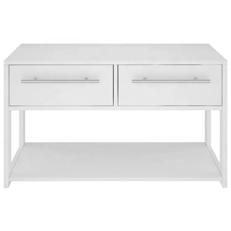 Opening multi functional entryway shoe storage hallway organizer white chrome console coffee table with 2 drawers silver handle