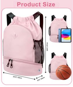 <b>Drawstring</b> <b>Backpack</b> Gym <b>Backpack</b> with Shoe Compartment for Men Women String Sports Bag with Wet Pocket Cinch Swim Beach Bag - Product Image 3