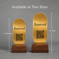 Support de numéro de table en acier avec code QR et menu, finition anodisée, forme personnalisée pour restaurants et cafés, matériau de qualité alimentaire
