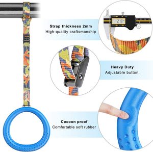 Anillas <span class=keywords><strong>de</strong></span> Gimnasia SELEWELL Coloridas para el Hogar, Ajustables con Hebilla <span class=keywords><strong>de</strong></span> Leva, Correas Largas, Anillas <span class=keywords><strong>de</strong></span> Entrenamiento Antideslizantes - Product Image 4