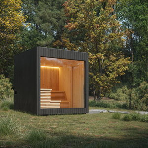 Cabina de Sauna Exterior Tradicional de Infrarrojos Lejanos, Ecológica, con Marco de Aluminio y Vidrio Templado, de Cedro Rojo y Hemlock, Tamaño Personalizado - Product Image 6
