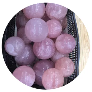 Grande esfera de pedra natural quartzo rosa rosa bola de cristal para venda