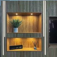 Bandes lumineuses LED pour panneaux à lattes - Kit d'éclairage linéaire rétroéclairé professionnel, intensité réglable, lumière chaude pour lattes en bois
