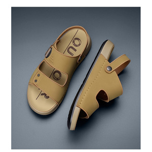 Pu Leather Slide <b>Sandals</b> For Men Massage Design Pvc Outsole <b>Comfortable</b> Summer Wear - Product Image 3