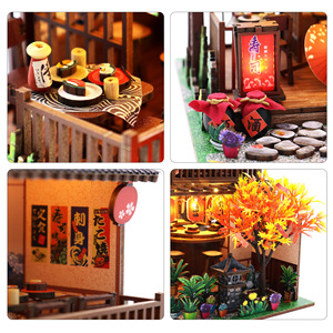 Casa de Sushi Wamei, Maqueta en Miniatura de Madera a Escala 1:100 con Iluminación, Juguete Artesanal para Jóvenes - Product Image 4