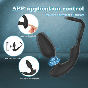 Télécommande pour smartphone, 9 fréquences, masseur de prostate en silicone liquide, anneau pénien, rotation à 360 degrés, plug anal électrique - Product Image 6