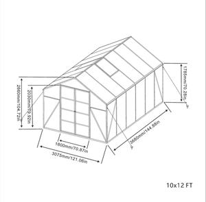 Serre <span class=keywords><strong>de</strong></span> jardin DIY 10x12 pieds en polycarbonate, facilement assemblable, résistante aux UV, avec structure en aluminium, kit d'outils écologique pour la maison et le jardin - Product Image 6