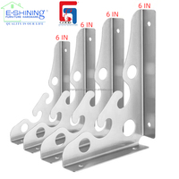 Support triangulaire pliable en acier inoxydable de 6 pouces, support mural pour étagère, quincaillerie pour meubles de cuisine et de salle de bain