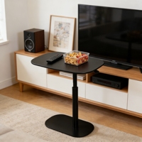 Table basse ADA à levage à gaz elliptique, panneau rotatif à 360°, hauteur réglable, pour bureau à domicile et salon (MDF)