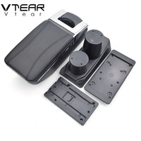 Vtear Accoudoir avant de voiture en ABS et cuir PU avec chargeur USB, porte-gobelet et boîte de rangement centrale, accessoires intérieurs pour Peugeot 301 2012-2016
