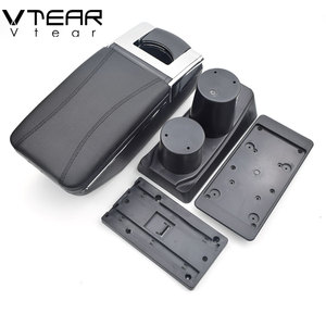 Vtear pour <span class=keywords><strong>Peugeot</strong></span> <span class=keywords><strong>301</strong></span> Accoudoir en cuir avec boîte de rangement centrale, surpiqûres rouges, accessoires intérieurs de voiture en ABS, 12-16 - Product Image 6