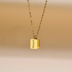 Placa con Nombre Personalizada, Chapada en Oro, con Proverbios Ingleses, Frases Inspiradoras, Colgante Rectangular, Collar de Acero Inoxidable, Joyería al por Mayor - Product Image 4