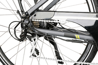 Vélo de ville électrique léger certifié EN15194 pour femmes, moteur sans balais, cadre en alliage d'aluminium, fonctionnalités électroniques, 7 vitesses