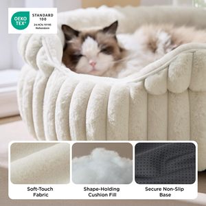 Cuccia per Gatti Piccola, Lavabile, Rotonda e Carina per Gatti da Interno, Letto per Gattini Super Morbido in Velluto a Coste con Fondo Antiscivolo - Product Image 3