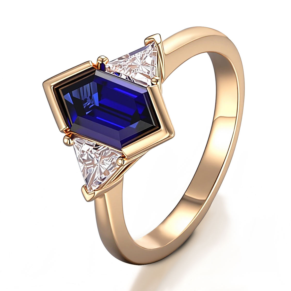 Bague en or massif 18 carats avec pierre précieuse de laboratoire.