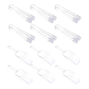 Clear <strong>Plastic</strong> Ice Scoops <strong>Tongs</strong> Set for Serving Food, <strong>Mini</strong> Candy Scoops for Candy Buffet Dry Goods Freezer Bin Canisters - Product Image 1