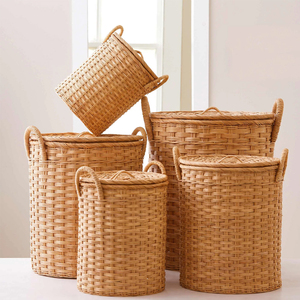 Cesta redonda de almacenamiento de ratán natural, ecológica, hecha a mano, para cocina, dormitorio o sala de estar - Product Image 6