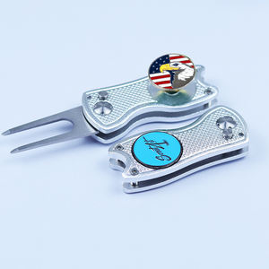 Оптовая продажа с завода: складной инструмент для гольфа (дивот-тёр, пик-форк) из железа и цинкового сплава, 25 мм, с маркером для мячей, с возможностью нанесения логотипа OEM на заказ - Product Image 4