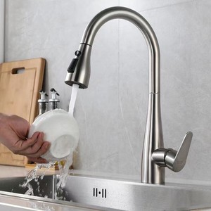 Robinet de cuisine extractible en acier inoxydable, robinet mélangeur télescopique rotatif universel de 35mm pour évier, lavabo pour légumes - Product Image 1