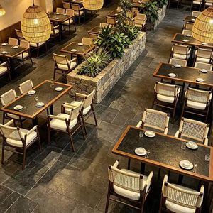 Set da Pranzo Moderno e Durevole in Rattan Stile Foresta per Ristoranti e Ambienti di Ristorazione Ricreativa - Product Image 2