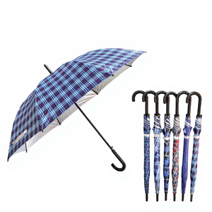 27inch dài xử lý kẻ sọc ô cong móc thẳng chống gió thiết kế gia cố cho hai người kinh doanh quảng cáo - Product Image 1