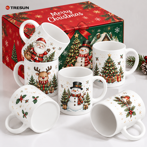 Mug en céramique de Noël de 11 oz avec logo personnalisé, motif bonhomme de neige, tasse à café festive pour les collections de Noël, cadeau promotionnel - Product Image 1