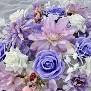 Arreglo de Rosas Artificiales Romántico en Gris, Morado y Blanco, Centro de Mesa Hecho a Mano para Cumpleaños, Centro de Mesa para Bodas - Product Image 6