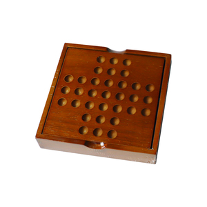 C04121 Marble <strong>Solitaire</strong> Chess <strong>Game</strong> with Natural Solid Wood Wooden Bead Challenge Fun Brain Teaser Solitair Wooden <strong>Board</strong> - Product Image 2
