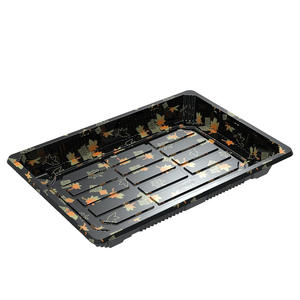 Bandeja de Sushi Rectangular Desechable con Diseño de Hoja de Arce, 7 Tamaños, Contenedor de Sushi con Tapa Transparente de PET - Product Image 6