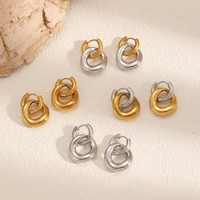 Boucles d'oreilles pendantes tendance plaquées or 18 carats, bijoux étanches en acier inoxydable, breloques irrégulières en forme d'anneau pour femmes, vente en gros