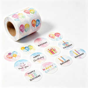 Etiquetas Adhesivas Redondas Personalizadas de Feliz Cumpleaños, Decoración de Papelería de Oficina, Sellado Impermeable - Product Image 1