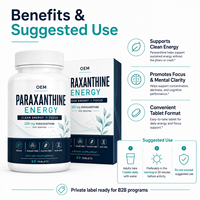 Comprimés de Paraxanthine pour une énergie propre quotidienne, une concentration accrue et une clarté mentale avec L-Théanine, Taurine et Vitamines B – Marque privée OEM ODM
