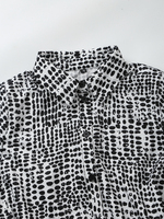 Robe chemise longue décontractée à col rabattu, manches longues, boutons noirs et blancs, pour femmes