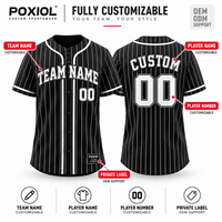 Maillot de baseball personnalisé noir à rayures fines, nom et numéro d'équipe personnalisés, manches courtes, pour écoles, clubs, ligues, fourniture OEM