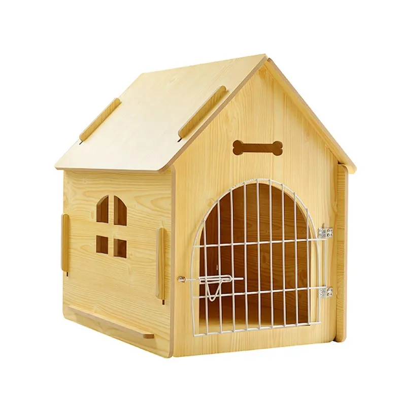 Grande casa del gatto del nido dell'animale domestico dell'interno ed esterno di legno della cuccia all'ingrosso con la porta del metallo