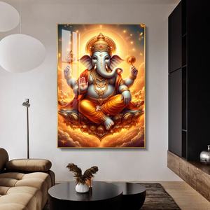 Lámpara LED de Pared con Diseño Moderno para Decoración del Hogar, Pintura en Porcelana de Cristal, Personalizable para Hoteles, Impresión HD, Pintura de Elefante Divino - Product Image 3