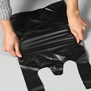 High Quality Factory Wholesales Plain Black and <b>White</b> T-shirt <b>Plastic</b> Bags with Handles - Product Image 2