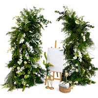 Arche de mariage artificielle blanche et verte, ensemble d'arrangements floraux en soie, panneau de bienvenue en verdure pour cérémonie et réception