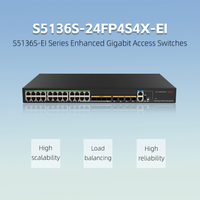 Commutateur Gigabit PoE+ géré H3C S5136S-24FP4S4X-EI à 24 ports 10/100/1000M avec 4 ports combo SFP 100/1000M et 4 ports uplink SFP+ 1G/10G