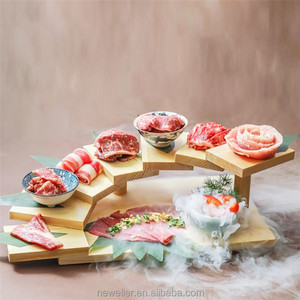 Table à sushi en bois Newell Square, échelle à plusieurs niveaux, plateau de buffet, écologique, pour mariage et utilisation en cuisine d'hôtel - Product Image 2
