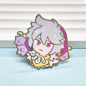 เข็มกลัดเคลือบทองแบบแข็งลายการ์ตูนสาวน้อยผมสีฟ้าอ่อนน่ารัก สไตล์ชิบิ พร้อมแว่นตาและลายดอกไม้ - Product Image 6