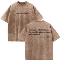T-shirt pour homme à col rond, coupe ajustée, 100% coton 230 g/m², imprimé personnalisé, lettres surdimensionnées, effet délavé et usé
