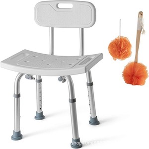 Chaise de douche avec dossier réglable en hauteur, installation sans outil par ventouses, équipement de sécurité pour salle de bain à domicile - Product Image 1