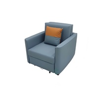 Leder-Einzelsitzer-Freizeitsofa mit Stauraum, faltbar, umwandelbar zum Bett, geeignet für Balkon, Arbeitszimmer, Liegestuhl, Mittagsschlaf, modern, schlicht