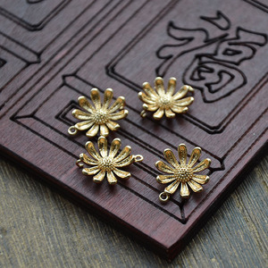 Copper Sunflower Connector 15mm Antique Style For Hairpin <b>Tassel</b> DIY <b>Earring</b> Material - Product Image 4