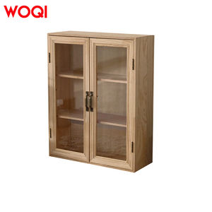 WOQI Vitrine en bois de haute qualité de style rétro avec porte en verre anti-poussière pour chambre à coucher, salon - Product Image 1