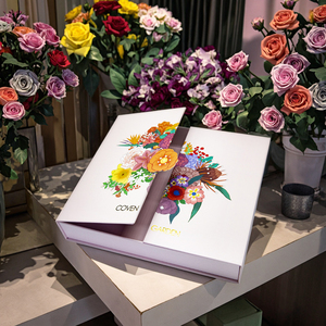 Luxury Cardboard Paper <b>Boxes</b> with Flower Deco Custom Logo Rigid <b>Gift</b> Cardboard Fold <b>Boxes</b> - Product Image 1