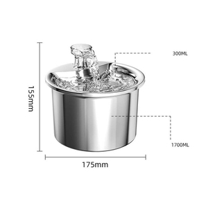 Đài phun nước mèo mới hoàn toàn bằng thép không gỉ xây dựng lưu thông dòng nước tự động hệ thống uống không thấm nước - Product Image 2