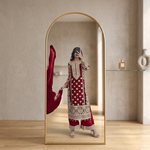 Presenting New Collection In Faux Georgette With Heavy Embroidery Sequence Work <b>Top</b>-Bottom And Dupatta Set Fully Stitched Ready - Product Image 1