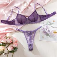 Ensemble YYUe en dentelle et tissu résille, patchwork, couleurs contrastées, sexy, effet push-up, transparent, nouvelle collection 2026, style européen et américain